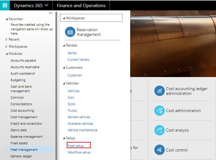 Fleet management Dynamics 365