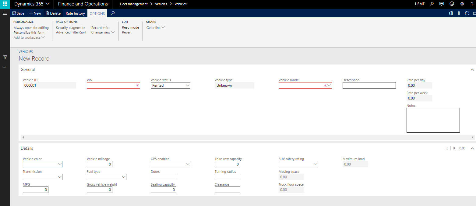 Fleet management Dynamics 365