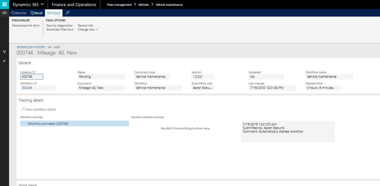 Fleet management Dynamics 365